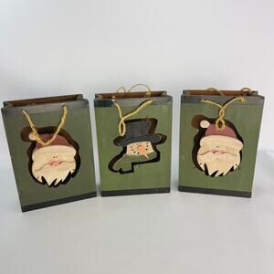 Wood Holiday Christmas Boxes Santas & Snowman Farmhouse Decor